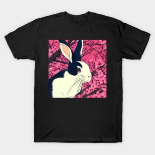 Cute Dutch Bunny Rabbit Blossoms of Cherry Flowers T-Shirt